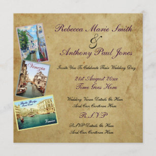 Invitations vintages de mariage de Venise