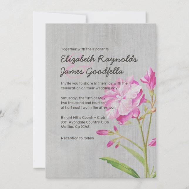 Invitations Vintages de mariage d'Oleander (Devant)