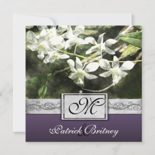 Invitations Vintages de mariage d'orchidées blanch