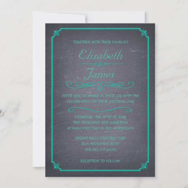 Invitations Vintages de mariage en tableau noir tu (Devant)