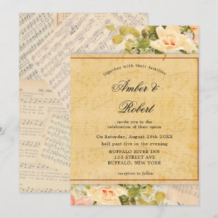 Invitations vintages de mariage floral