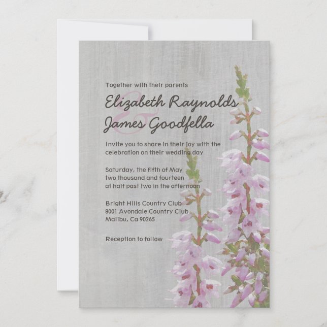 Invitations Vintages de mariage Heather (Devant)
