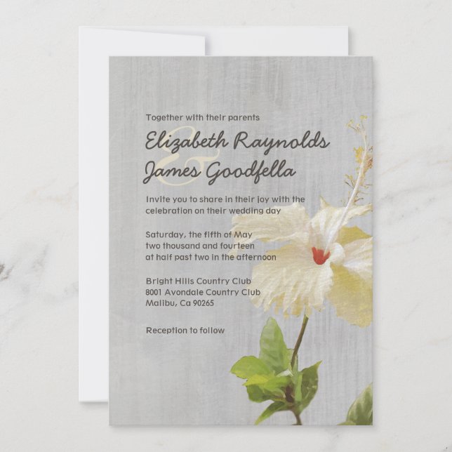 Invitations vintages de mariage Hibiscus (Devant)