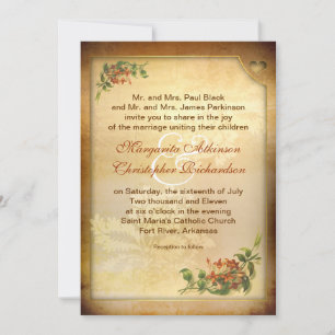 Invitations vintages de mariage marron