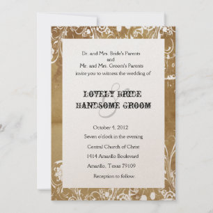 Invitations Vintages de mariage sur papier et dent