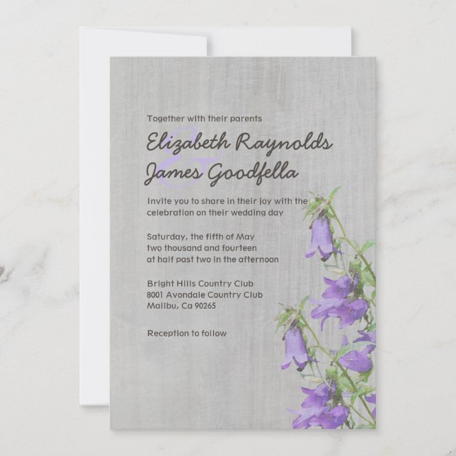 Invitations Vintages de mariage Trachelium (Devant)