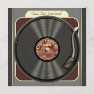 Invitations vintages de partie de disque vinyle
