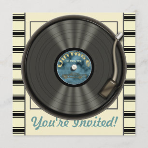 Invitations vintages de partie de disque vinyle