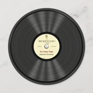 Invitations vintages de partie de disque vinyle de