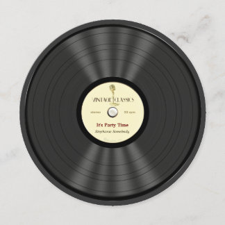 Invitations vintages de partie de disque vinyle de