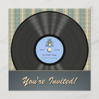 Invitations vintages de partie de disque vinyle de