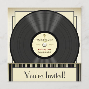 Invitations vintages de partie de disque vinyle de
