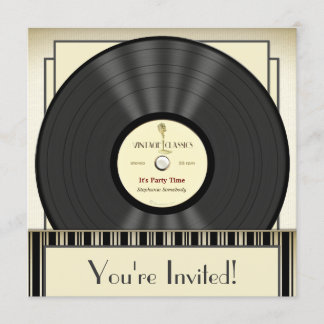 Invitations vintages de partie de disque vinyle de
