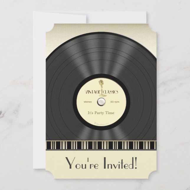 Invitations vintages de partie de disque vinyle de (Devant)