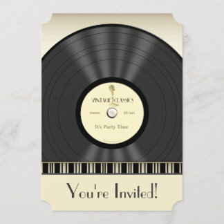 Invitations vintages de partie de disque vinyle de
