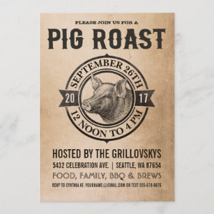 Invitations vintages de rôti de porc