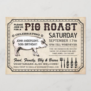 Invitations vintages de rôti de porc (style de