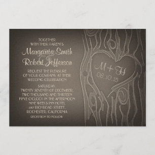invitations vintages découpées de mariage d'arbre