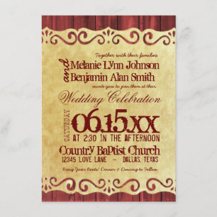Invitations vintages en bois de mariage de papier