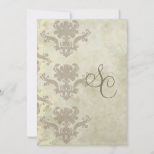 Invitations Vintages en marbre/Mariage damassé