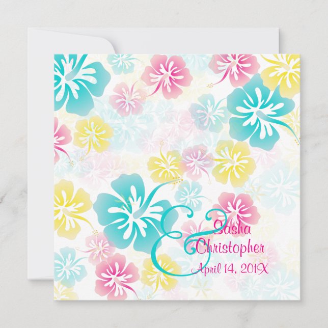 Invitations Vintages/Leis/Luau/hibiscusWedding (Devant)