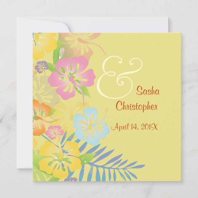 Invitations Vintages/Leis/Luau/hibiscusWedding (Devant)