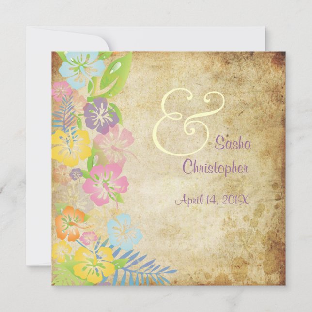 Invitations Vintages/Leis/Luau/hibiscusWedding (Devant)