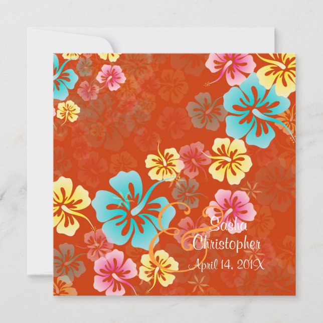 Invitations Vintages/Leis/Luau/hibiscusWedding (Devant)