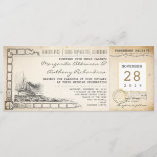 invitations vintages nautiques de mariage de carte