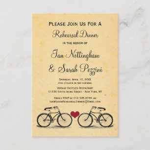 Invitations Vintages pour le dîner de répétition à