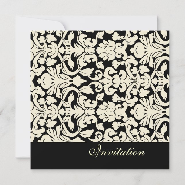 Invitations Vintages + Romantic Mariage damassé (Devant)