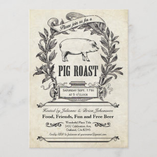Invitations vintages suprêmes de rôti de porc