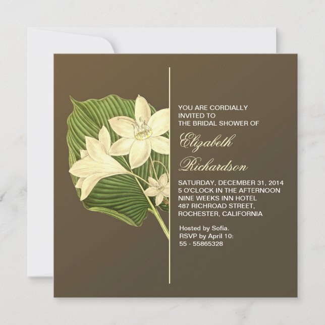 Invitations vintages sur mesure pour la douche nup (Devant)