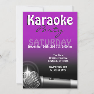 Invitations violettes du parti Karaoke
