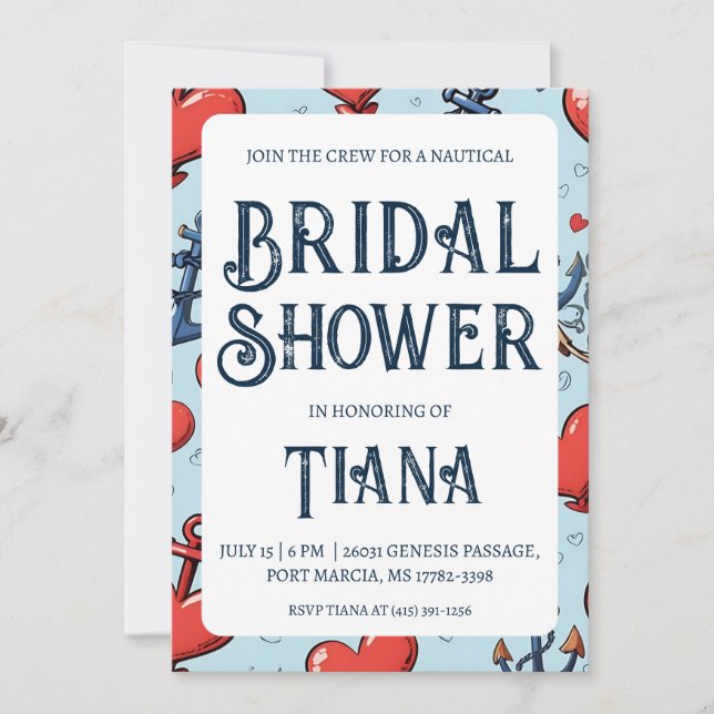 invitations wedding shower nautique ancre classiqu (Devant)