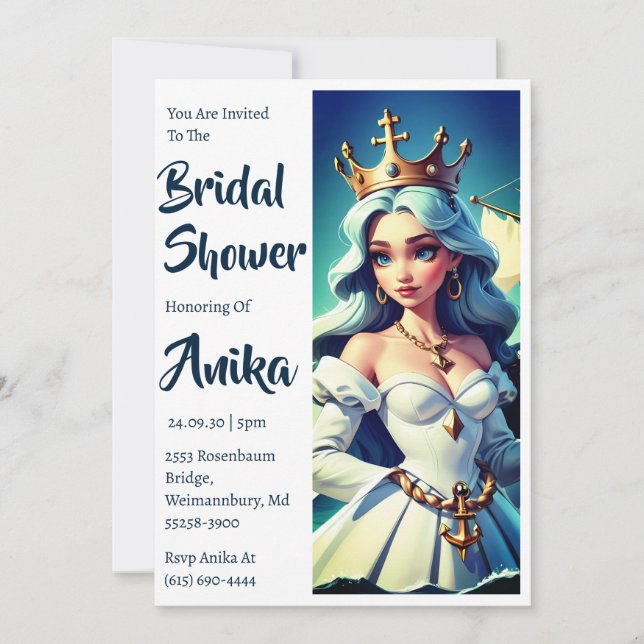 invitations wedding shower nautique ancre classiqu (Devant)