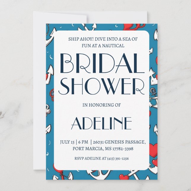 invitations wedding shower nautique ancre classiqu (Devant)