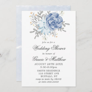 Invitations Wedding showers Dusty Blue Watercolor