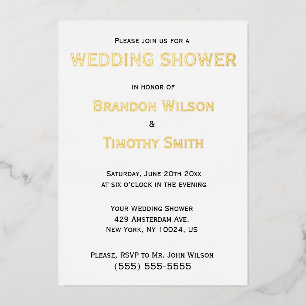Invitations Wedding showers gays Real Gold
