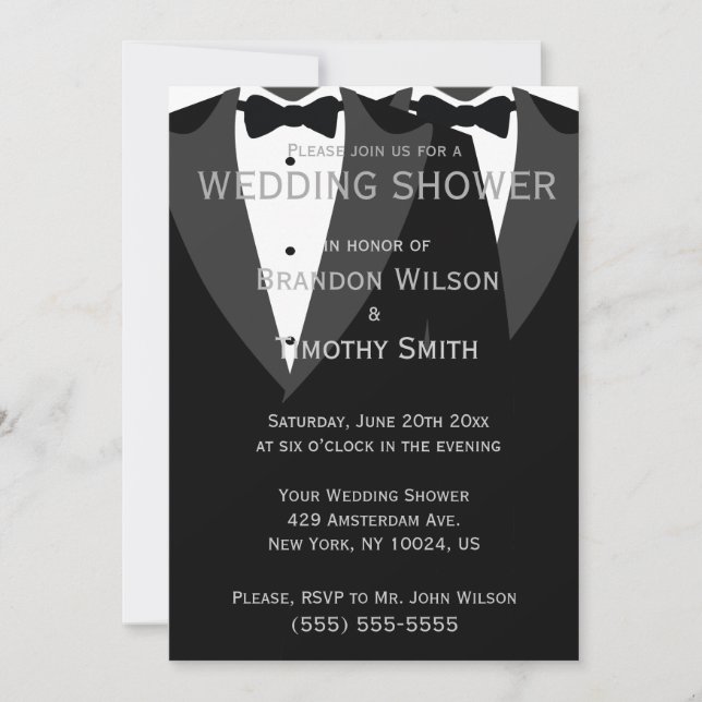 Invitations Wedding showers homosexuels noirs et b (Devant)