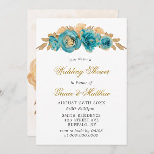 Invitations Wedding showers turquoises et crémeux