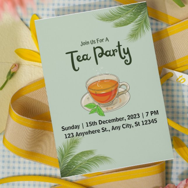 Invitations Whimsical Green Tea Party (Créateur téléchargé)
