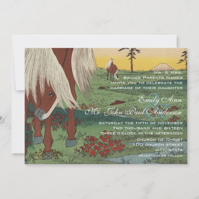 Invitations Whimsical Horse Wedding (Devant)