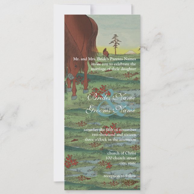 Invitations Whimsical Horse Wedding (Devant)