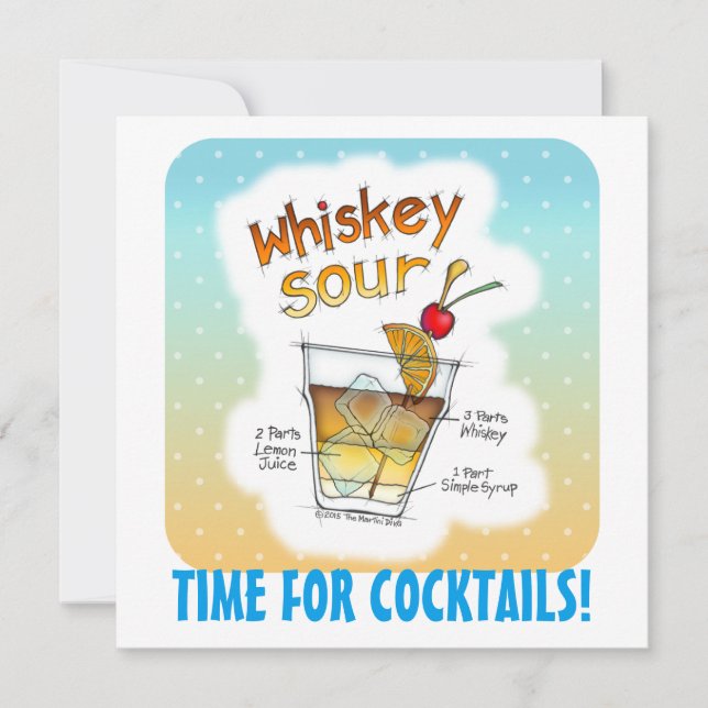 INVITATIONS - WHISKEY SOUR RECETTE COCKTAIL ART (Devant)