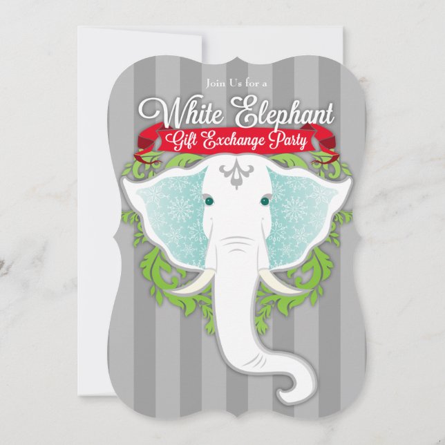 Invitations White Elephant Custom Holiday Party (Dos)