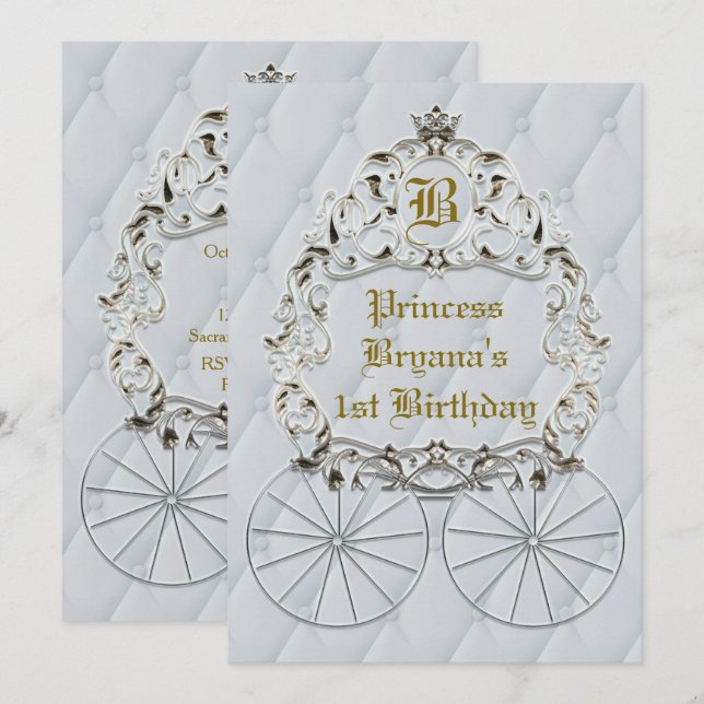 Invitations White Gold Royal Crown Carrières Party (Devant / Derrière)