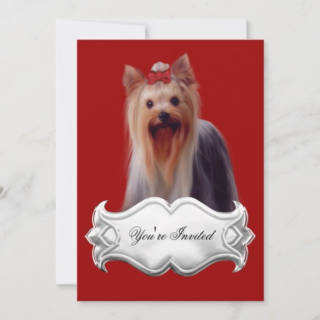 Invitations Yorkshire terrier chiots chiens Rouges (Devant)