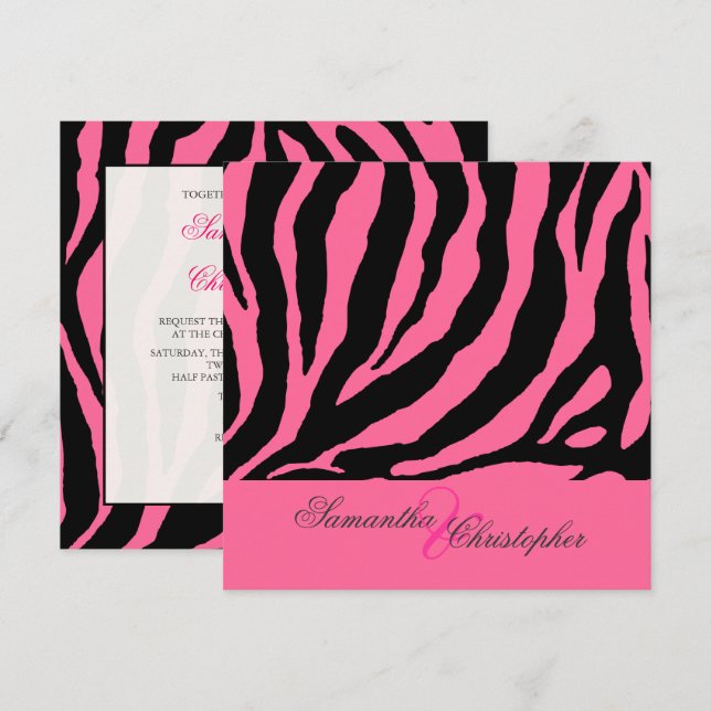 INVITATIONS ZEBRA / COULEUR DO-IT-YOURSELF (Devant / Derrière)
