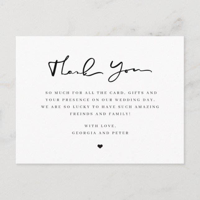 Invités de carte de remerciements de script mariag (Devant)